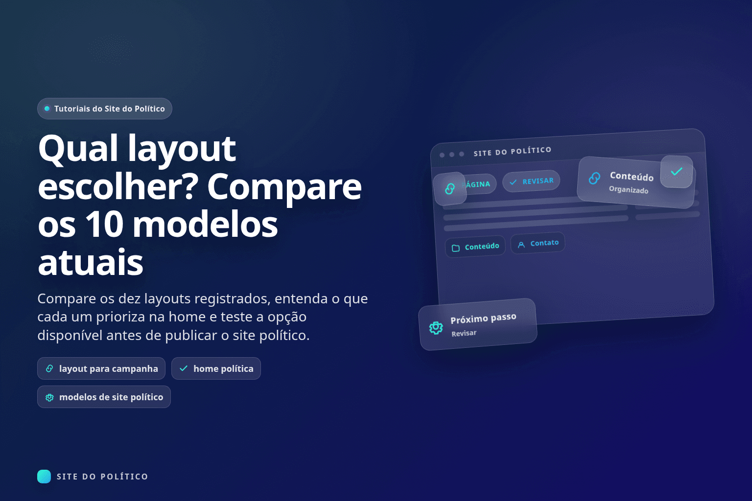 Dez miniaturas de layouts políticos comparadas por perfil, mensagem, conteúdo e mobilização