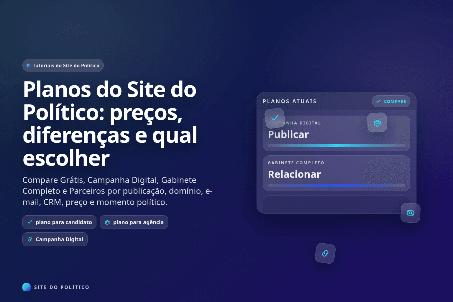 Comparação dos planos Grátis, Campanha Digital, Gabinete Completo e Parceiros