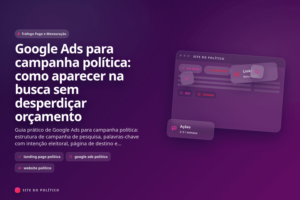 Google Ads para campanha política: como aparecer na busca sem desperdiçar orçamento em guia prático de campanha política digital