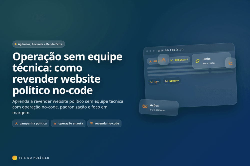 Operação no-code de revenda de websites políticos para agências pequenas