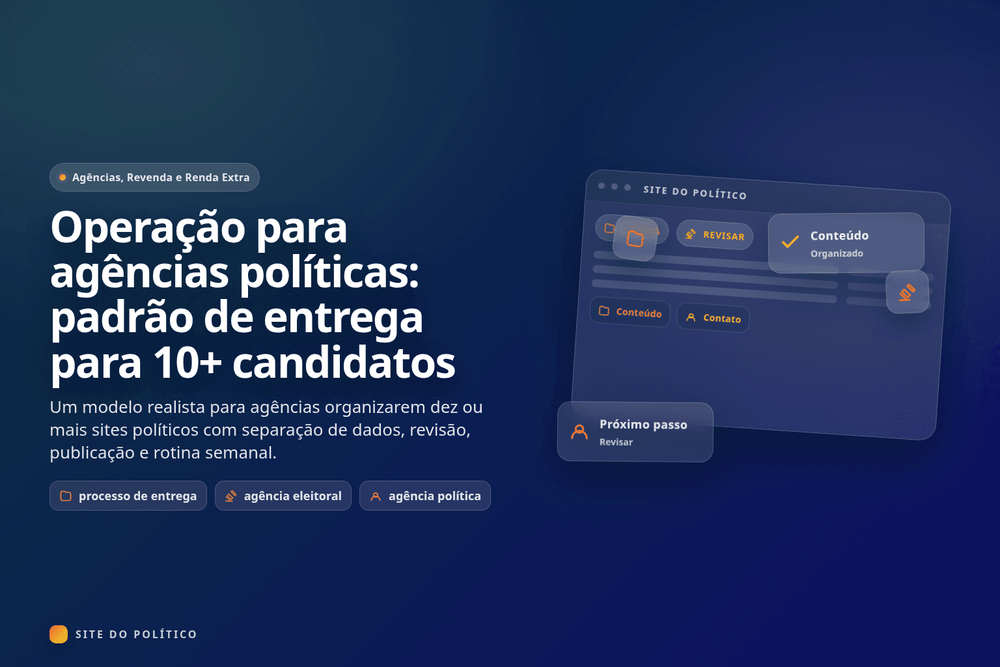 Agência organizando a entrega individual de sites para dez campanhas políticas