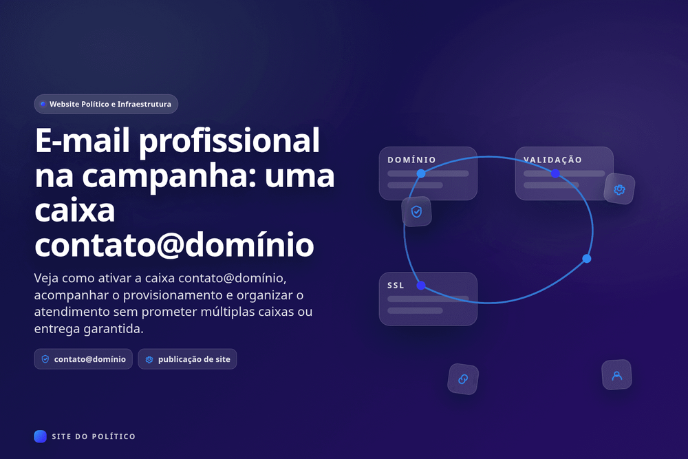Caixa contato@domínio com estados de provisionamento, verificação e ativação