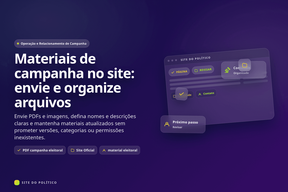 Área pública com PDFs e imagens de campanha identificados por nome e descrição