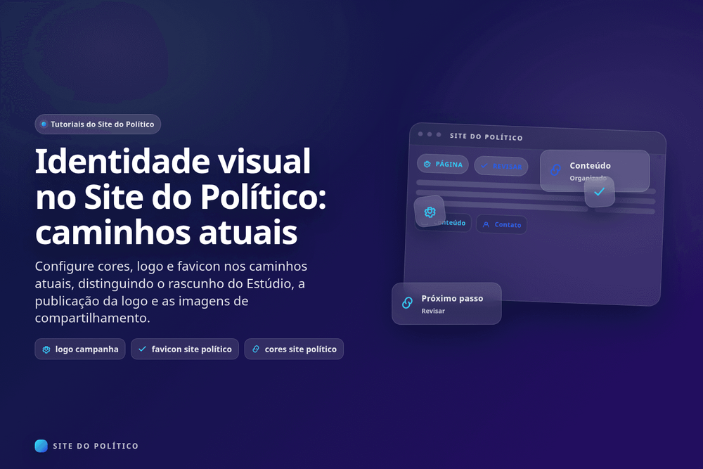 Tela de configuração com paleta de cores, logotipo e favicon organizados por caminho de publicação
