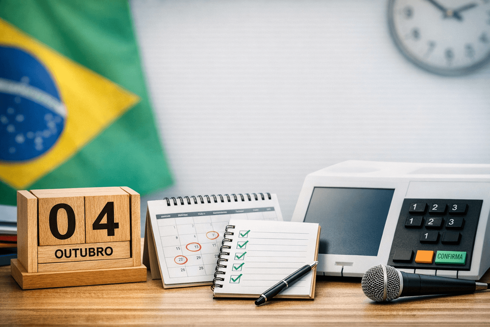 Calendário eleitoral 2026 com datas-chave da campanha, checklist e planejamento de site com domínio próprio