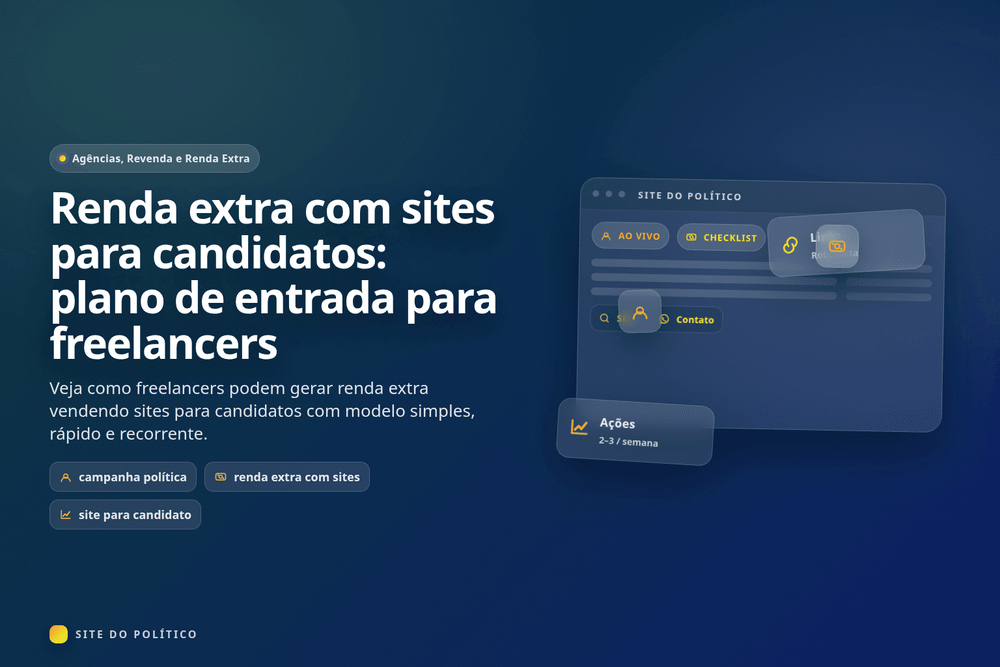 Freelancer vendendo website político para gerar renda extra em campanhas