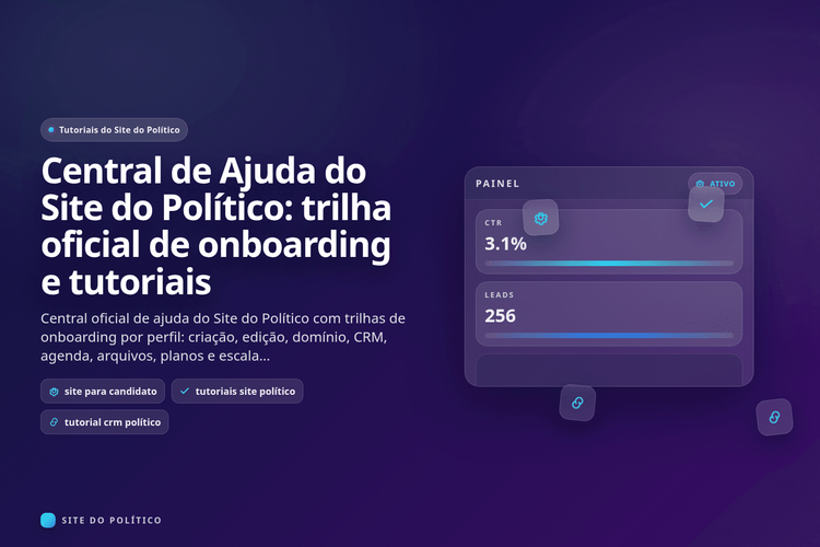 Central de ajuda do Site do Político com trilha oficial de onboarding e tutoriais
