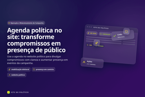 Página de agenda de campanha política com data hora local e confirmação