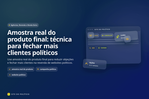 Demonstração real de website político usada em reunião comercial