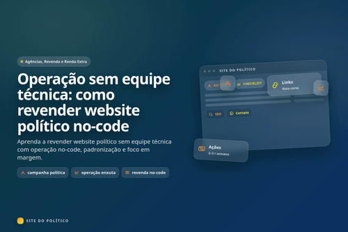 Operação no-code de revenda de websites políticos para agências pequenas