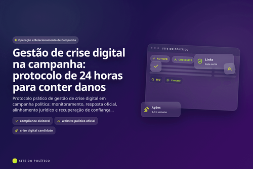 Gestão de crise digital na campanha: protocolo de 24 horas para conter danos em guia prático de campanha política digital
