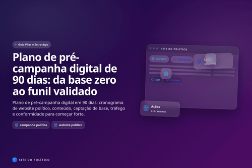 Plano de pré-campanha digital de 90 dias: da base zero ao funil validado em guia prático de campanha política digital