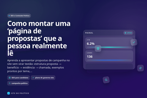 Página de propostas de campanha no site com modelo Proposta Benefício Evidência Chamada para facilitar leitura no celular
