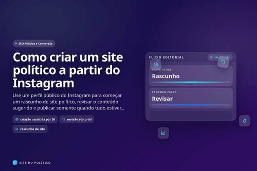 Perfil público do Instagram servindo de ponto de partida para um rascunho de site político revisável