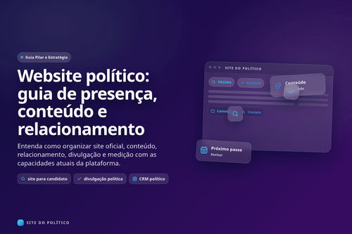 Mapa de website político com presença oficial, conteúdo, relacionamento, divulgação e medição