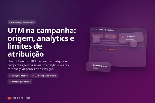 Endereço com parâmetros UTM ligado a um painel agregado de origens e campanhas