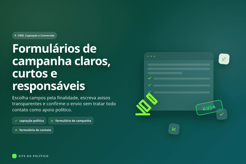 Formulário curto com campos necessários, aviso de privacidade e confirmação clara
