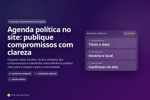 Agenda política pública com título, data, horário, local e aviso de atualização