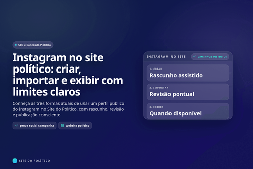 Três caminhos do Instagram no site político: criação de rascunho, importação revisada e exibição pública condicional