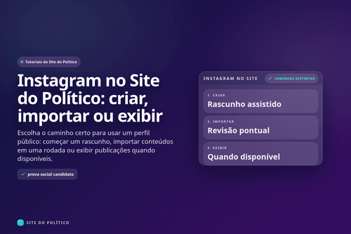 Três caminhos separados para Instagram: criar rascunho, importar conteúdo em uma rodada e exibir posts públicos