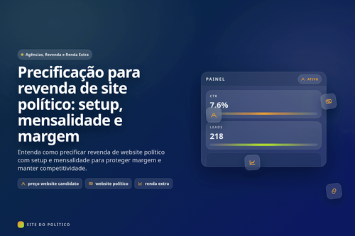 Modelo de precificação para revenda de website político com setup e mensalidade